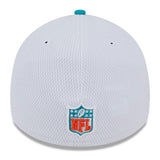 Men's Miami Dolphins Primary Logo New Era White/Aqua 2023 Sideline 39THIRTY Flex Hat - Pro Jersey Sports