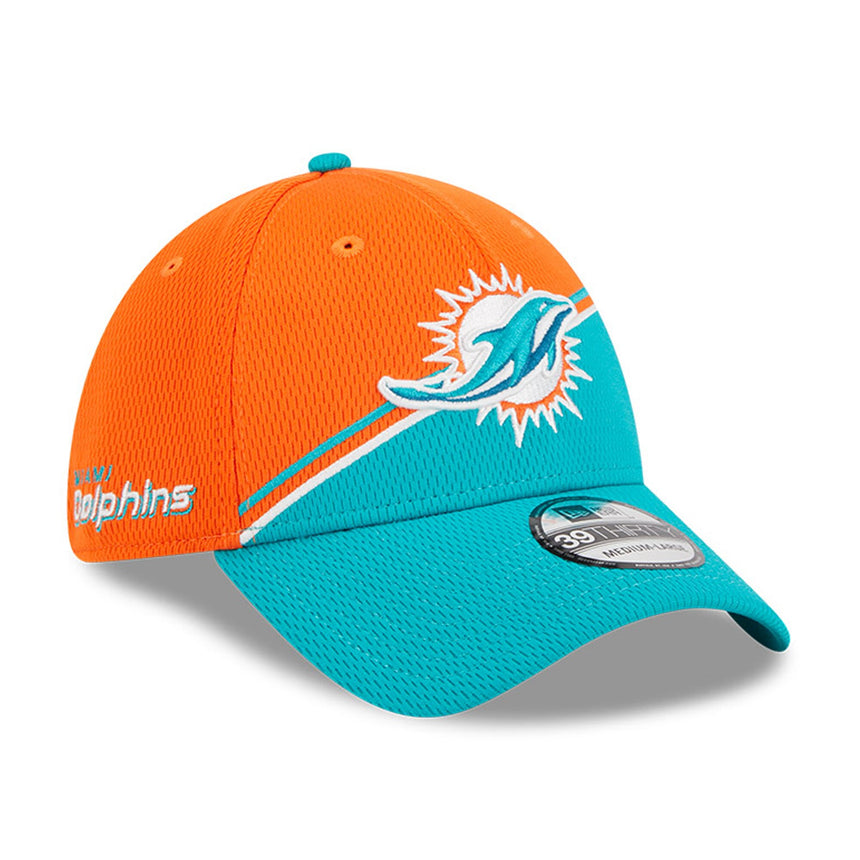 Men's Miami Dolphins Primary Logo New Era Orange/Aqua 2023 Sideline 39THIRTY Flex Hat - Pro Jersey Sports