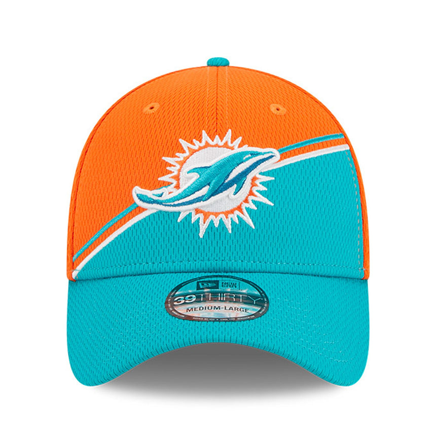 Men's Miami Dolphins Primary Logo New Era Orange/Aqua 2023 Sideline 39THIRTY Flex Hat - Pro Jersey Sports