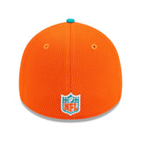 Men's Miami Dolphins Primary Logo New Era Orange/Aqua 2023 Sideline 39THIRTY Flex Hat - Pro Jersey Sports