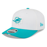 Men's Miami Dolphins New Era White/Aqua 2025 NFL Training Camp 9SEVENTY Adjustable Hat - Pro Jersey Sports