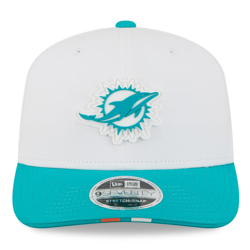 Men's Miami Dolphins New Era White/Aqua 2025 NFL Training Camp 9SEVENTY Adjustable Hat - Pro Jersey Sports
