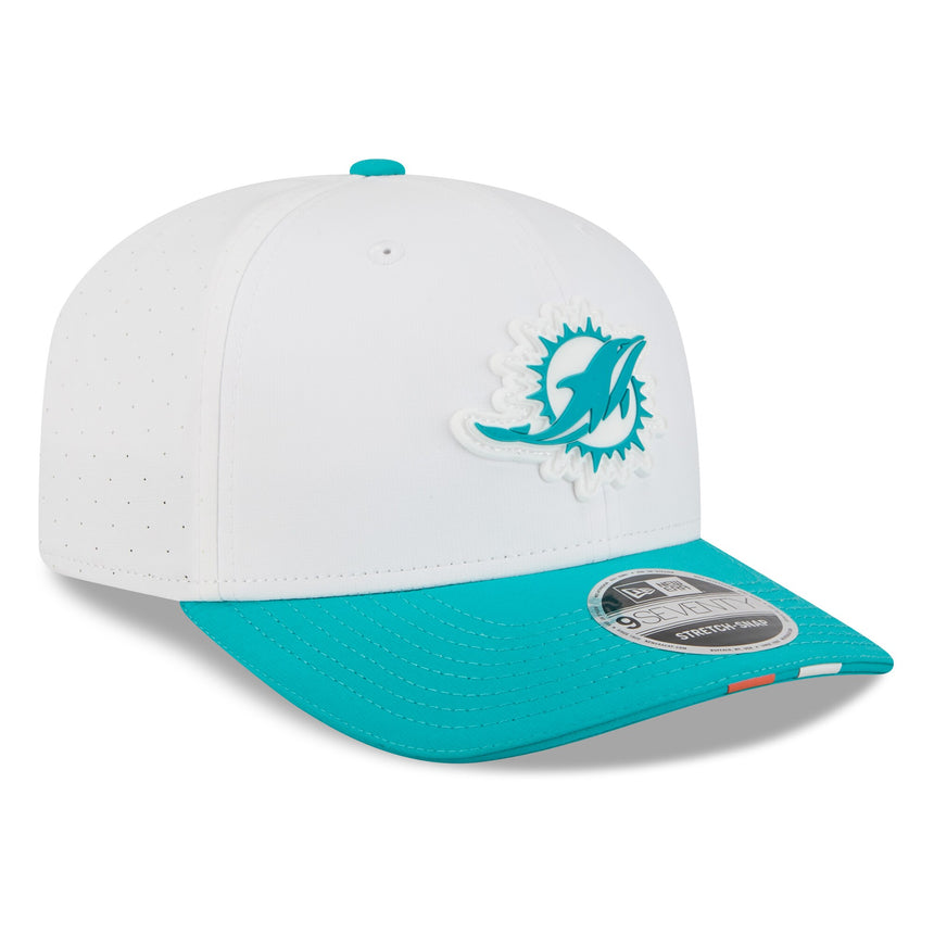 Men's Miami Dolphins New Era White/Aqua 2025 NFL Training Camp 9SEVENTY Adjustable Hat - Pro Jersey Sports