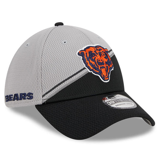 Men's Chicago Bears Primary Logo New Era Gray/Black 2023 Sideline 39THIRTY Flex Hat