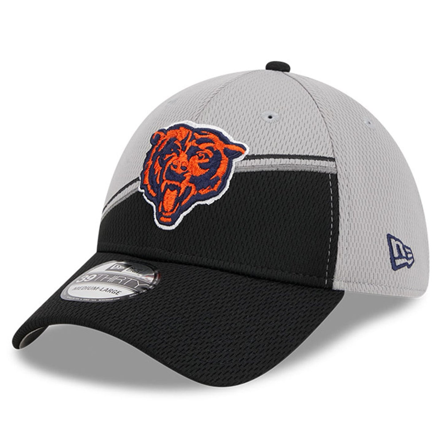 Men's Chicago Bears Primary Logo New Era Gray/Black 2023 Sideline 39THIRTY Flex Hat