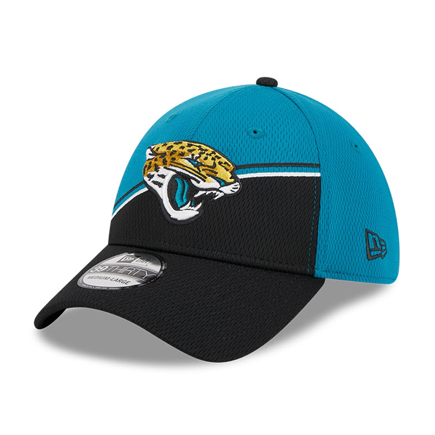 Men's Jacksonville Jaguars New Era Teal/Black 2023 Sideline 39THIRTY Flex Hat