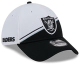 Men's Las Vegas Raiders Primary Logo New Era White/Black 2023 Sideline 39THIRTY Flex Hat - Pro Jersey Sports