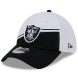 Men's Las Vegas Raiders Primary Logo New Era White/Black 2023 Sideline 39THIRTY Flex Hat - Pro Jersey Sports