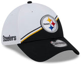 Men's Pittsburgh Steelers Primary Logo New Era White/Black 2023 Sideline 39THIRTY Flex Hat - Pro Jersey Sports
