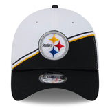 Men's Pittsburgh Steelers Primary Logo New Era White/Black 2023 Sideline 39THIRTY Flex Hat - Pro Jersey Sports