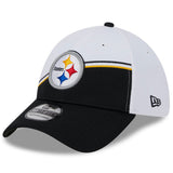 Men's Pittsburgh Steelers Primary Logo New Era White/Black 2023 Sideline 39THIRTY Flex Hat - Pro Jersey Sports