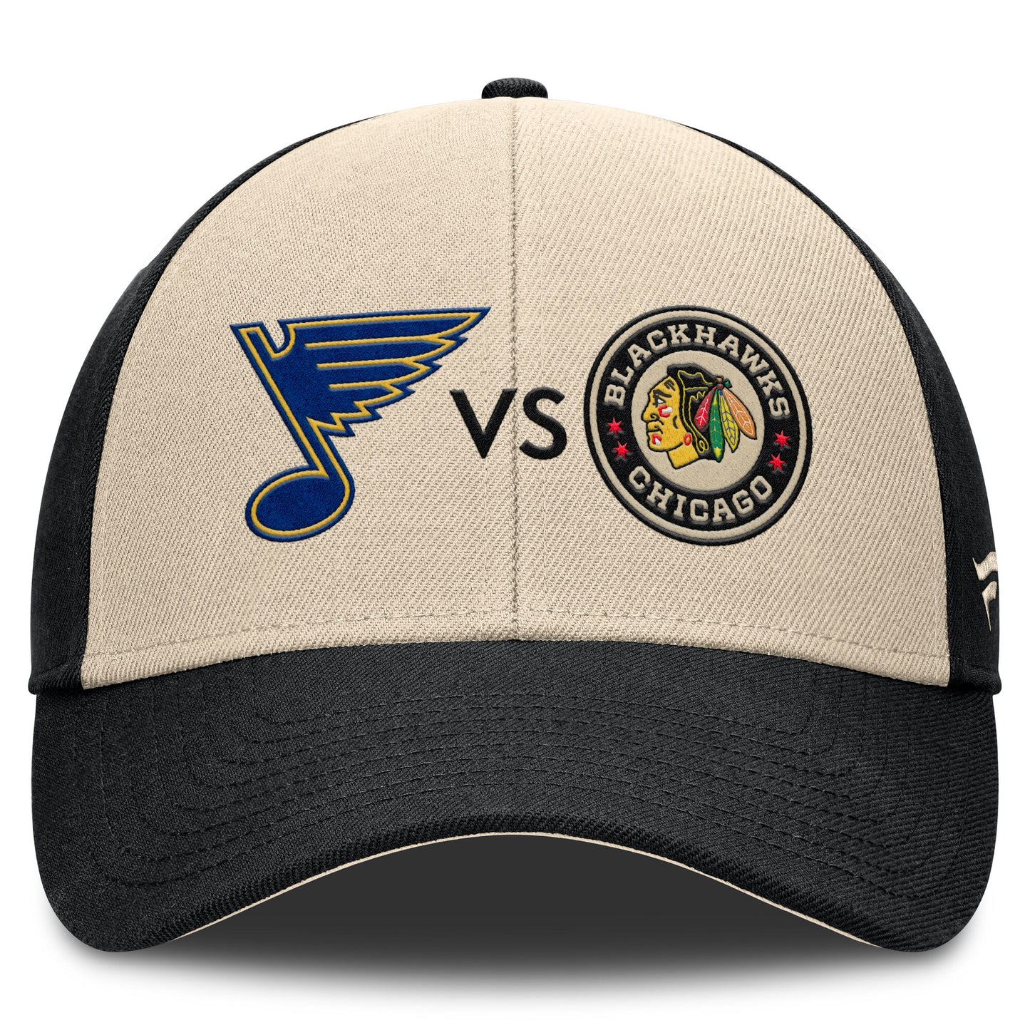 Men's St. Louis Blues vs. Chicago Blackhawks Fanatics Cream/Black 2025 NHL Winter Classic Matchup Adjustable Hat