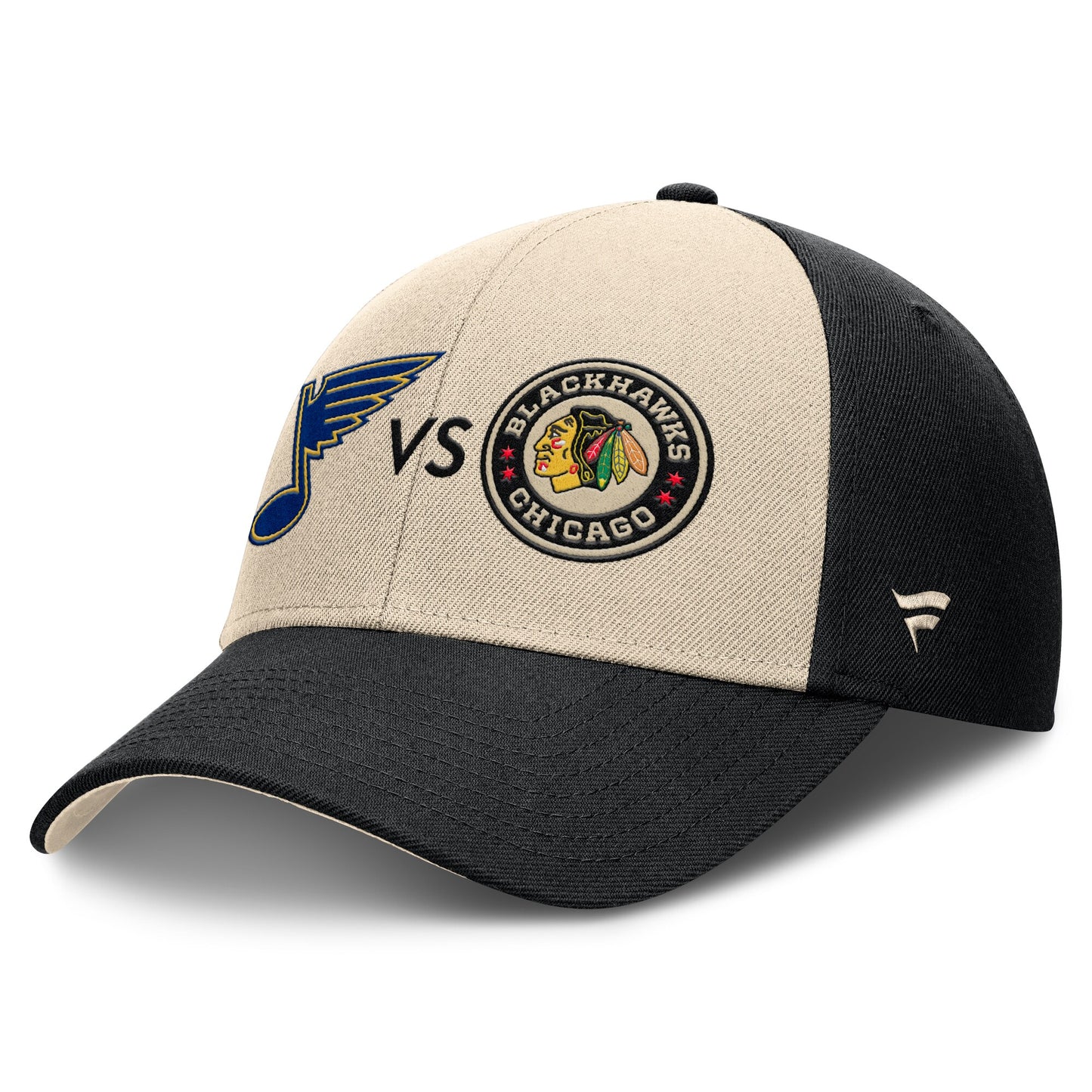 Men's St. Louis Blues vs. Chicago Blackhawks Fanatics Cream/Black 2025 NHL Winter Classic Matchup Adjustable Hat