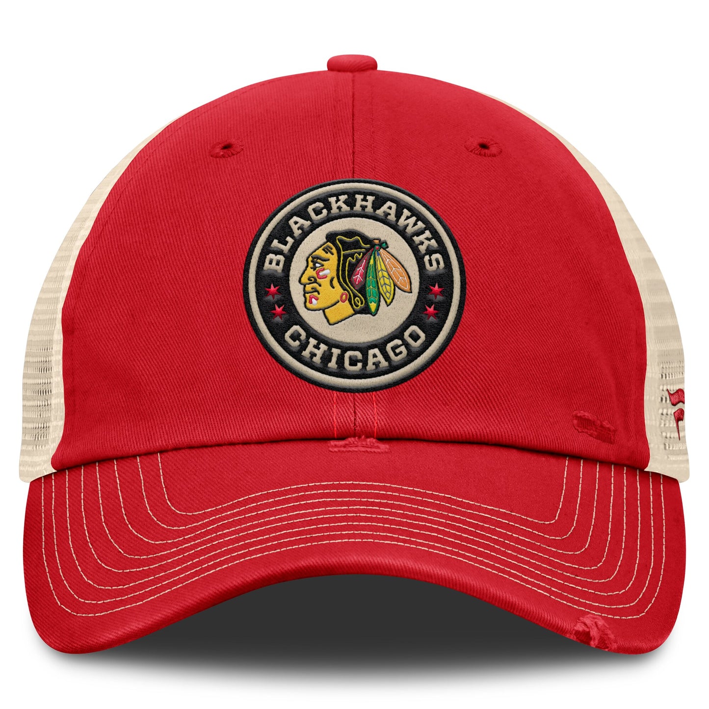 Men's Chicago Blackhawks Fanatics Red/Cream 2025 NHL Winter Classic Trucker Adjustable Hat