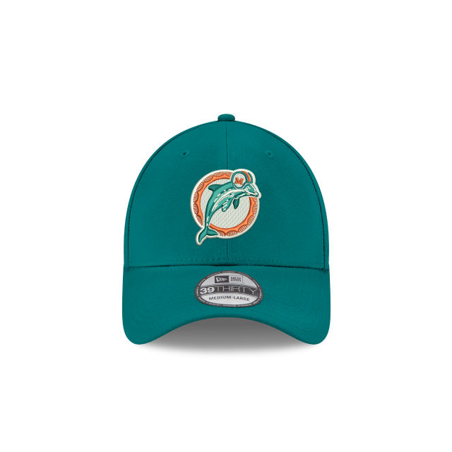 Men's Miami Dolphins Alternate Logo New Era Aqua Team Classic 39THIRTY Flex Hat