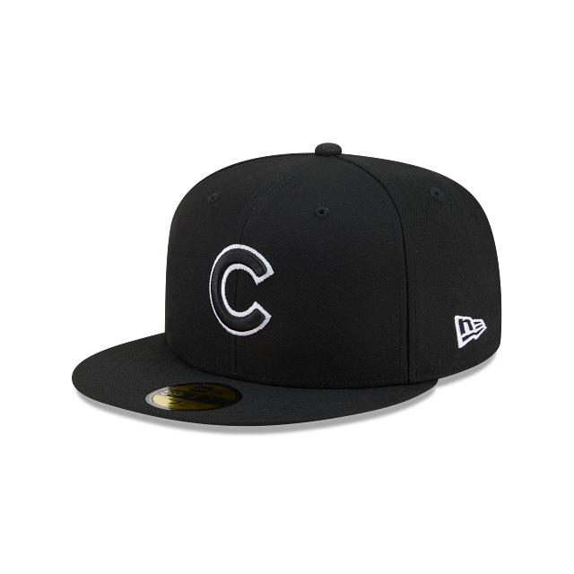 Chicago Cubs New Era Black White Outline 59FIFTY Color Basic Fitted Hat