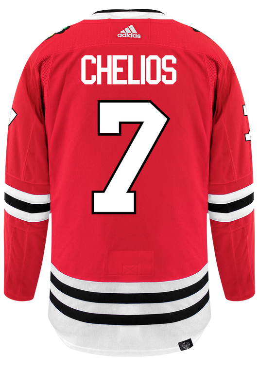 Men's Chris Chelios Chicago Blackhawks adidas Red Home Primegreen Authentic Pro Jersey