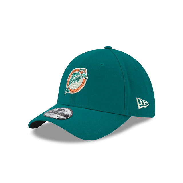 Men's Miami Dolphins Alternate Logo New Era Aqua Team Classic 39THIRTY Flex Hat