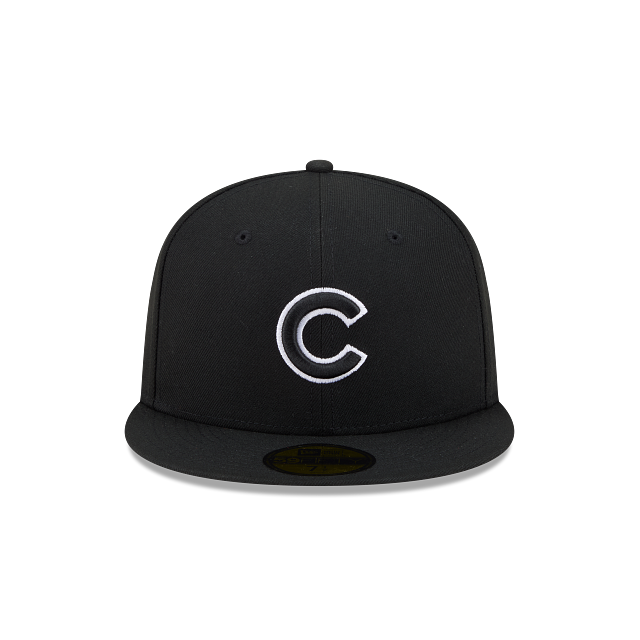 Chicago Cubs New Era Black White Outline 59FIFTY Color Basic Fitted Hat