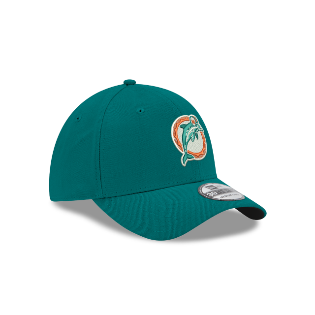 Men's Miami Dolphins Alternate Logo New Era Aqua Team Classic 39THIRTY Flex Hat