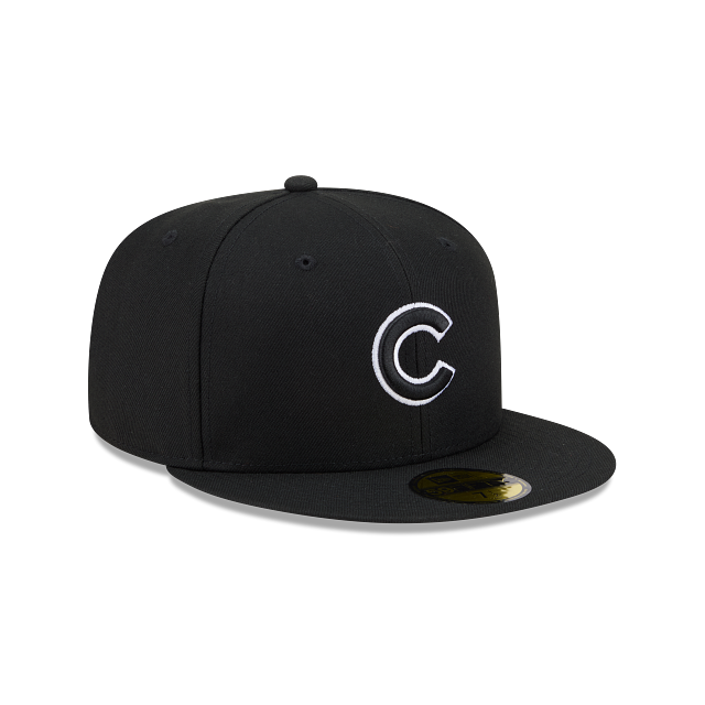 Chicago Cubs New Era Black White Outline 59FIFTY Color Basic Fitted Hat