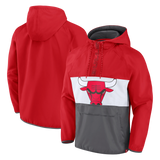 Chicago Bulls Fanatics Branded Flagrant Anorak Raglan Quarter-Zip Hoodie - Red/White/Gray - Pro Jersey Sports
