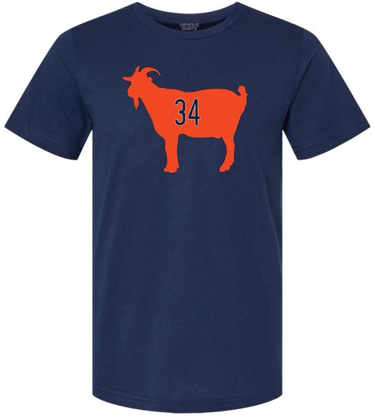 Men's Walter Payton GOAT 34 Obvious Shirts Navy Tee