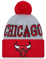 Chicago Bulls 2023 NBA Tipoff New Era Gray/Red Cuffed Pom Knit Hat - Pro Jersey Sports