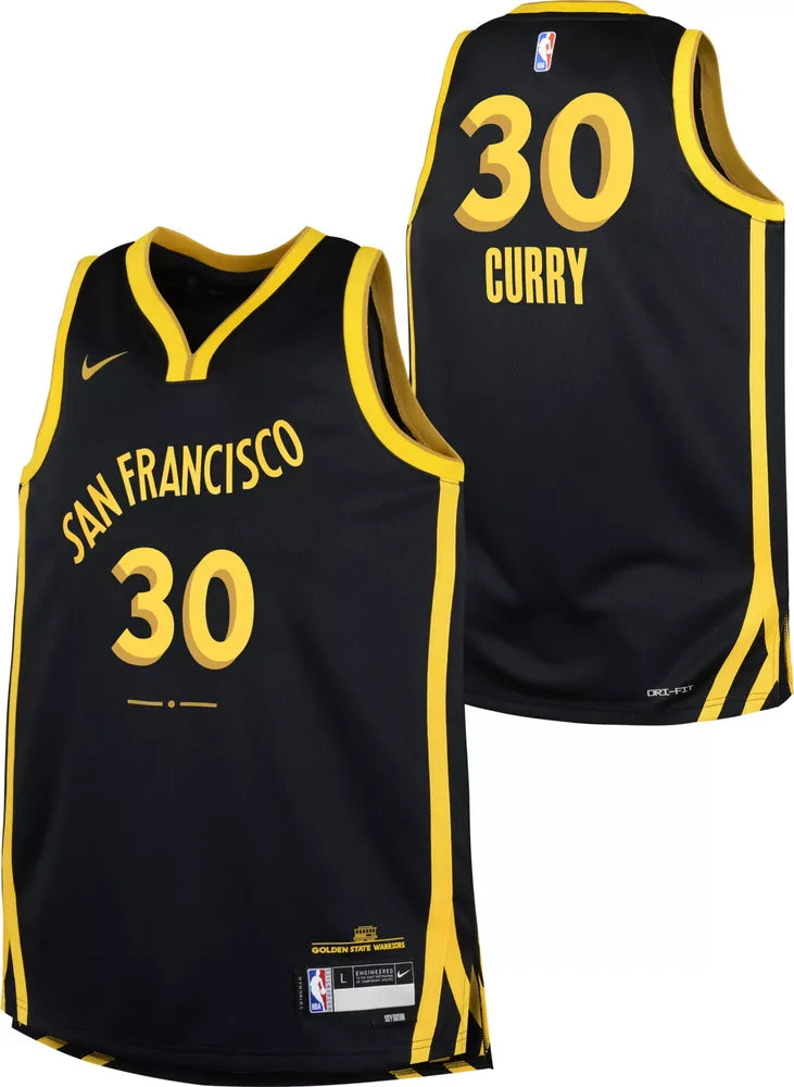 Youth Golden State Warriors Stephen Curry Nike 2023/24 City Edition Black Swingman Icon Jersey - Pro Jersey Sports