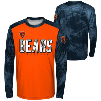 Kids Chicago Bears Orange/Navy Cover 2 Child Long Sleeve T-Shirt