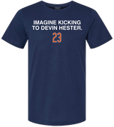 Men's Imagine Kicking To Devin Hester By Obvious Shirts Navy Tee - Pro Jersey Sports