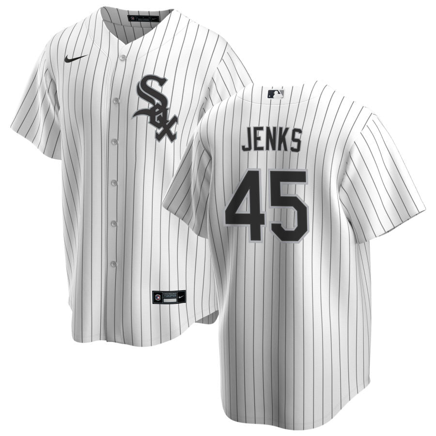 Bobby Jenks Chicago White Sox NIKE Replica Men's Home Jersey With Premium Lettering