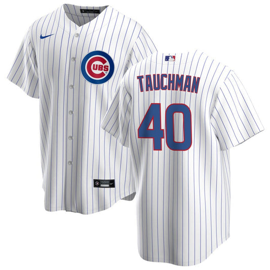 NIKE Men's Chicago Cubs Mike Tauchman White Home Premium Stitch Replica Jersey