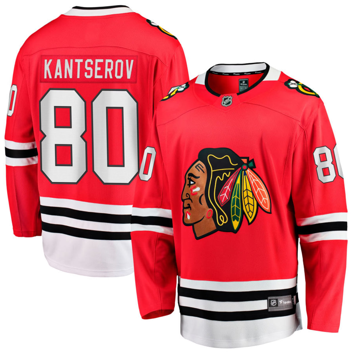 Men's Roman Kantserov Chicago Blackhawks Red Home Fanatics Premium Twill Breakaway Replica Jersey