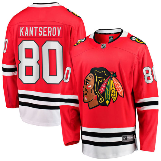 Men's Roman Kantserov Chicago Blackhawks Red Home Fanatics Premium Twill Breakaway Replica Jersey