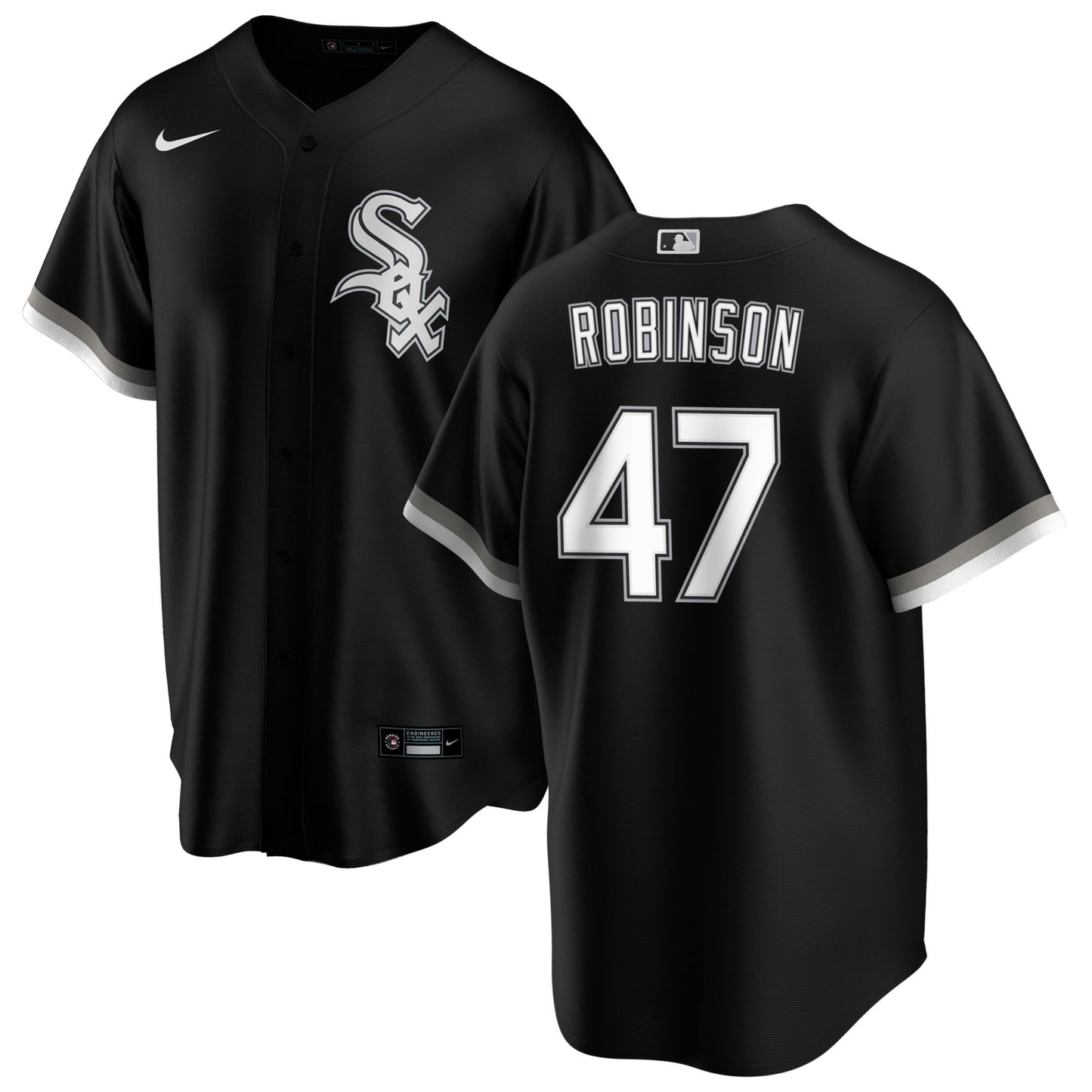 NIKE Men's Chuckie Robinson Chicago White Sox Black Alternate Premium Stitch Replica Jersey