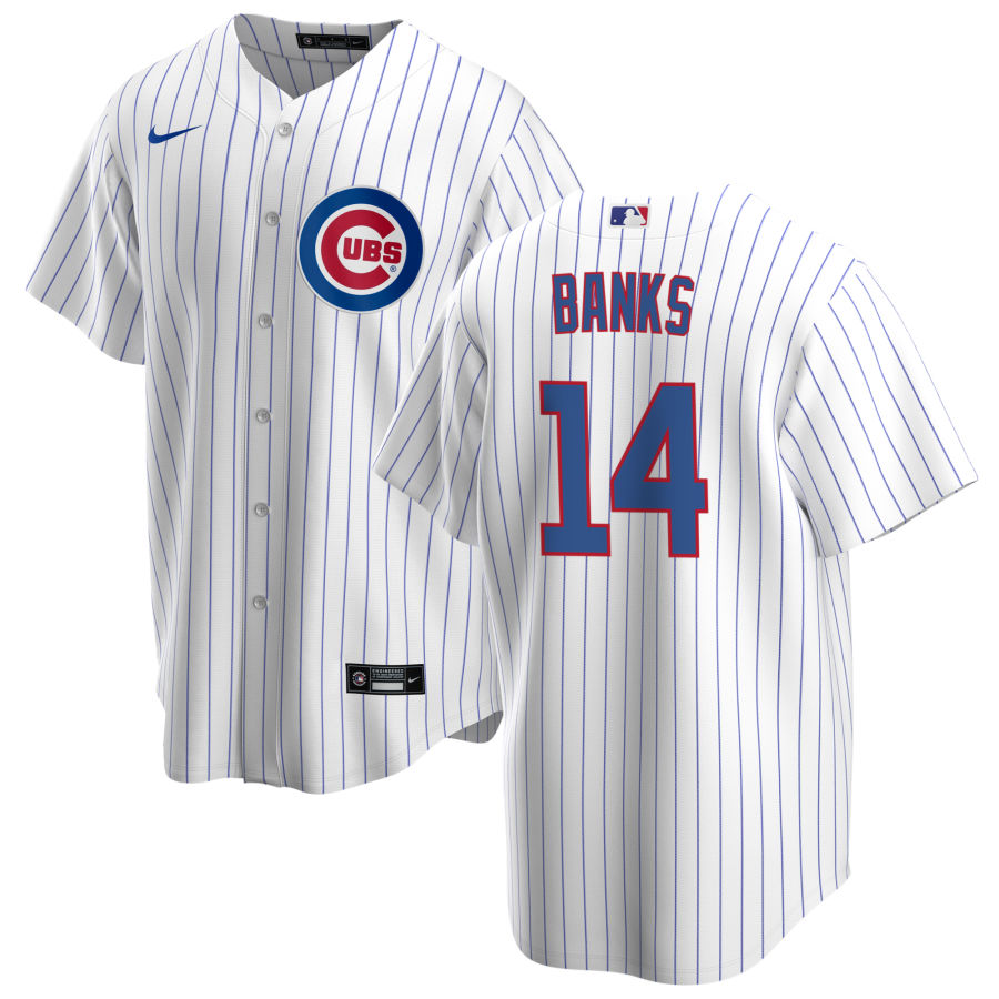 NIKE Men's Chicago Cubs Ernie Banks Premium Twill White Home Replica Jersey