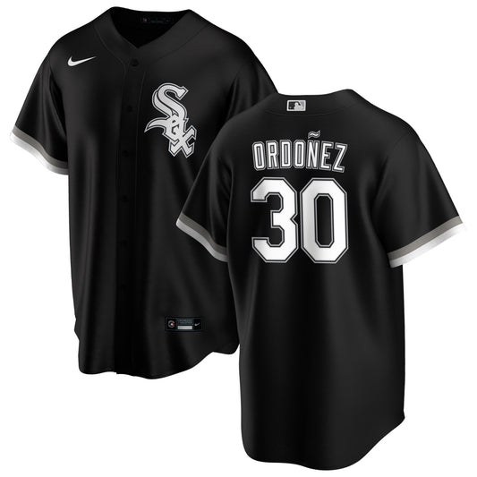 NIKE Men's Magglio Ordonez Chicago White Sox Black Alternate Replica Jersey With Premium Lettering