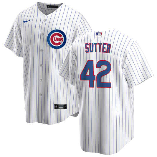 NIKE Men's Chicago Cubs Bruce Sutter Premium Twill White Home Replica Jersey