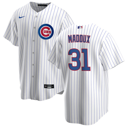 NIKE Men's Chicago Cubs Greg Maddux Premium Twill White Home Replica Jersey