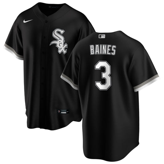 NIKE Men's Harold Baines Chicago White Sox Black Alternate Premium Stitch Replica Jersey