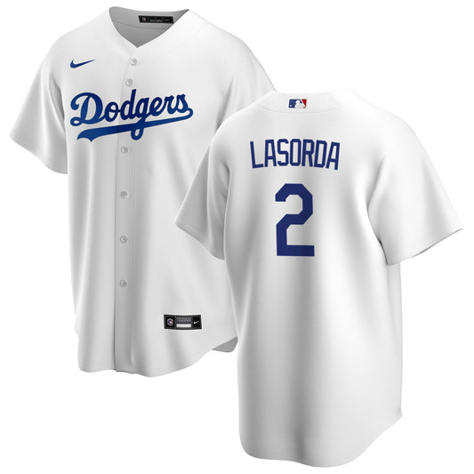 Men's Tommy Lasorda Los Angeles Dodgers Nike White Home Replica Team Jersey