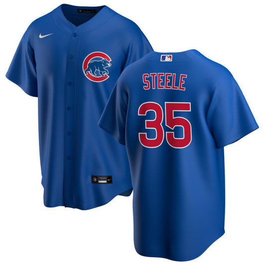 NIKE Men's Justin Steele Chicago Cubs Premium Twill Blue Alternate Replica Jersey