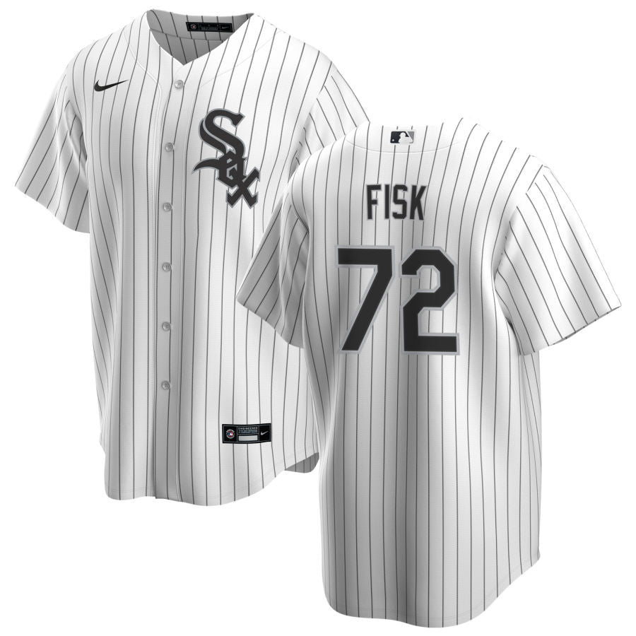 Carlton Fisk Chicago White Sox NIKE Replica Men's Home Jersey With Premium Lettering