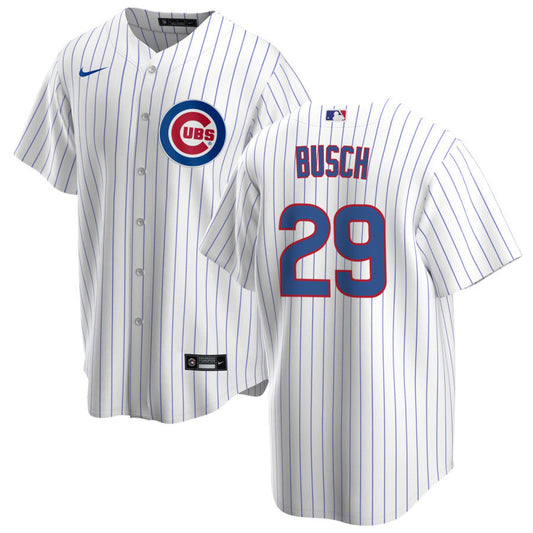 NIKE Men's Michael Busch Chicago Cubs White Home Premium Stitch Replica Jersey