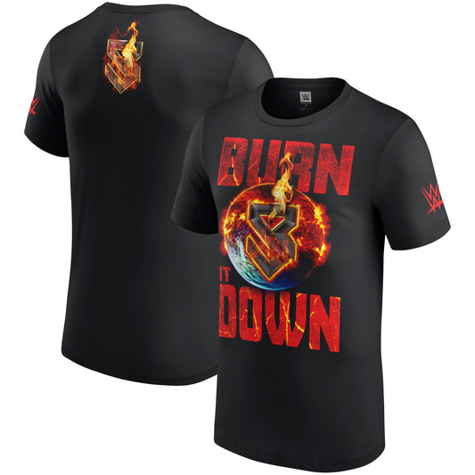Men's WWE Seth Rollins Burn It Down Black T-Shirt - Pro Jersey Sports