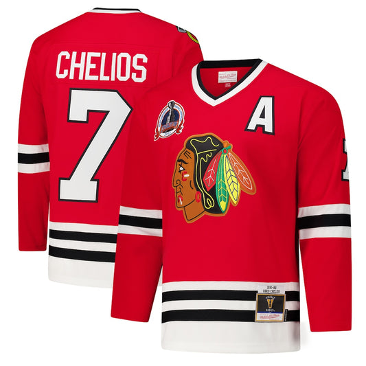 Men's Chicago Blackhawks Chris Chelios Red 1991-92 Power Play Jersey - Pro Jersey Sports