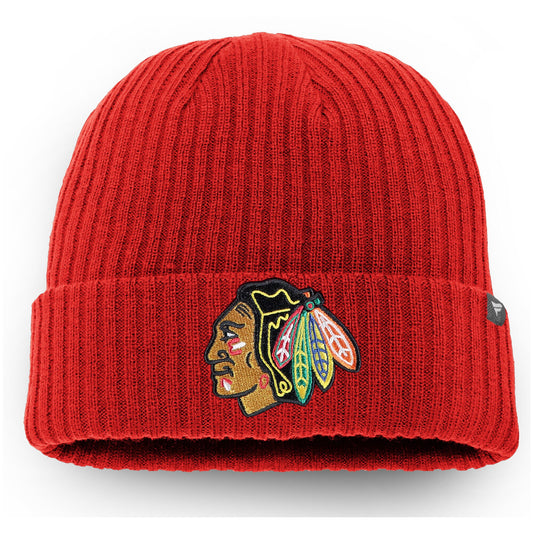 Chicago Blackhawks Fanatics Branded Red Primary Logo Cuffed Pom Hat