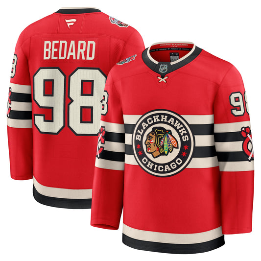 Men's Chicago Blackhawks Connor Bedard Fanatics Red 2025 NHL Winter Classic Premium Player Jersey