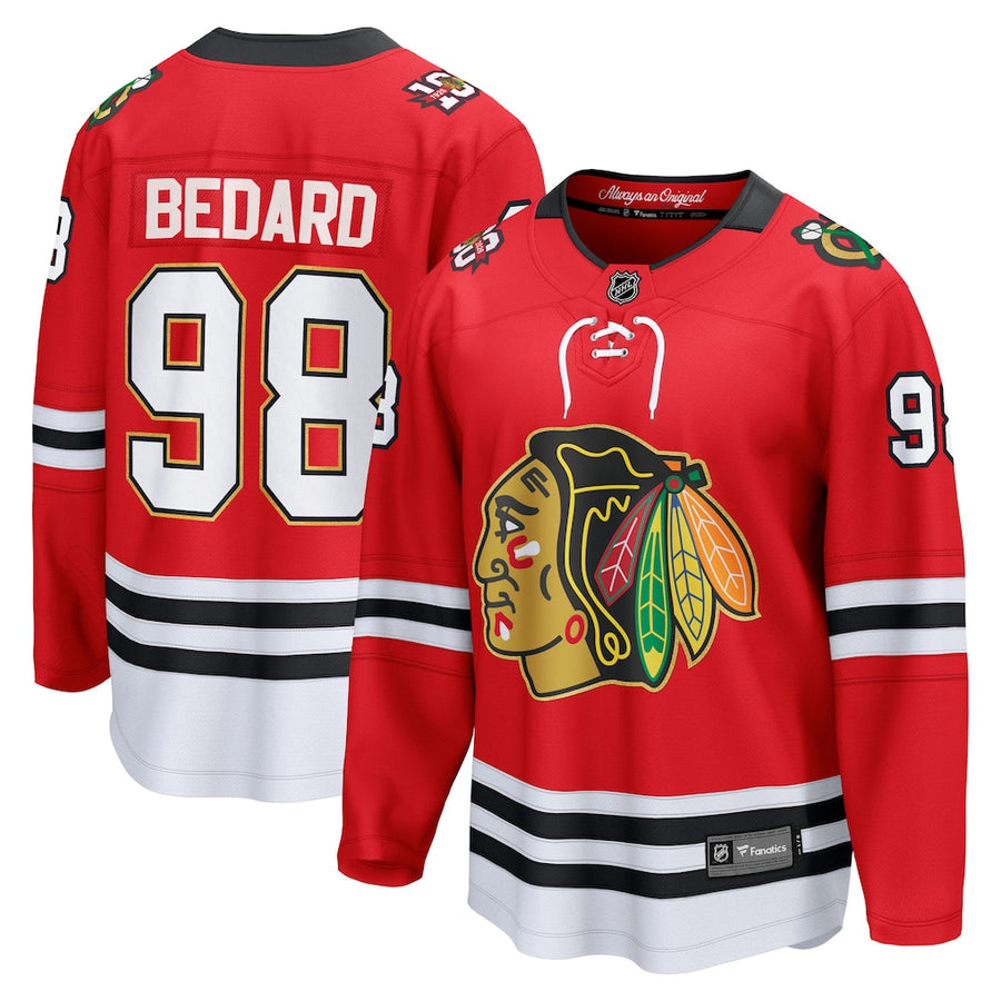 Men's Chicago Blackhawks Connor Bedard Fanatics Red Centennial Breakaway Player Jersey